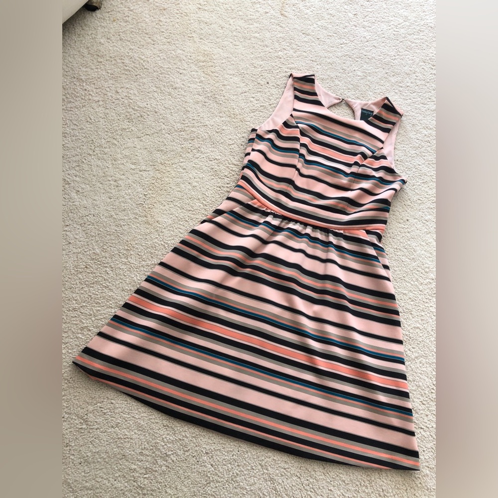 Gabby  Skye striped fit and flared dress with pockets